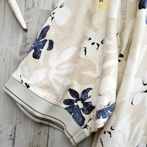 Izod Polo Shirt Floral Tan Size Large - Picture 9 of 11